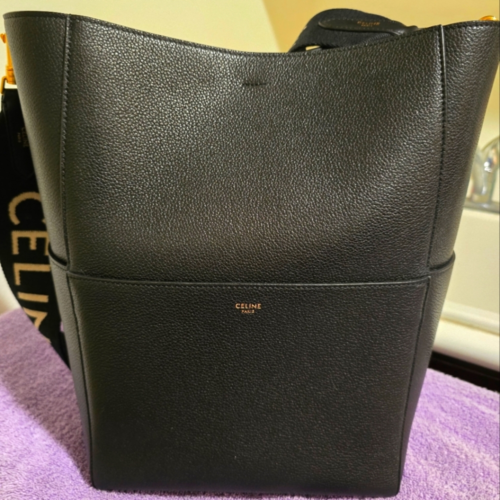 Celine Sac Seau Sangle Black Bucket NWT Never Used Extra strap available